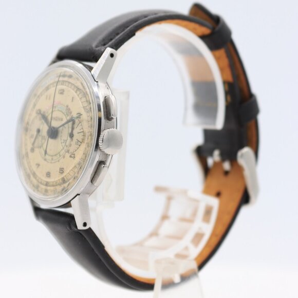 Vintage 35mm Lemania 3854 Military Men's Chronograph Wristwatch CH27 Steel - Picture 4 of 6